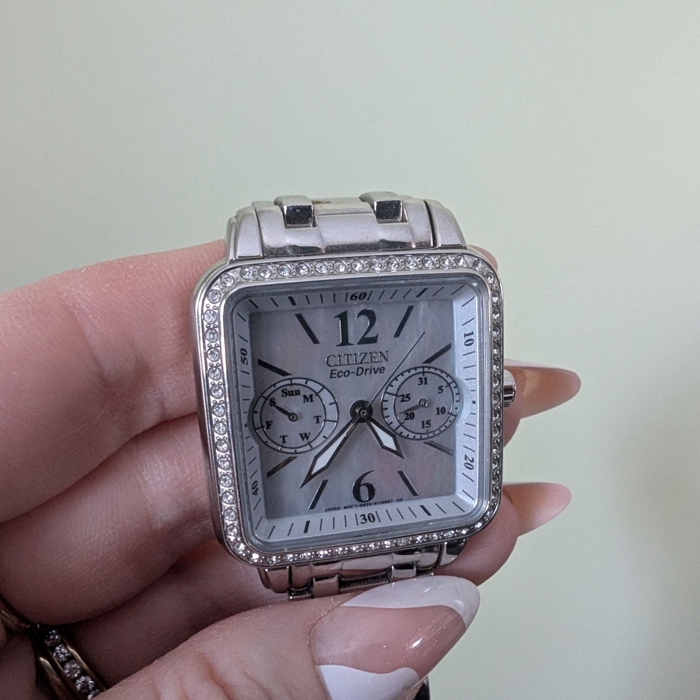 Citizen Mother Of Pearl Eco Drive Silver Square Watch - Picture 16 of 17